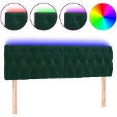 vidaXL Hoofdbord LED 144x7x78/88 cm fluweel donkergroen