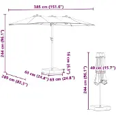 vidaXL Tuinparasol Groen 385 x 209 x 244 cm Polyester