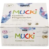 Packlinq Mucki Vingerverf, metallic blauw, goud metallic, metallic roze, zilver metallic, 4x150 ml