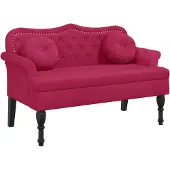 vidaXL Bankje met kussens 120,5x65x75 cm fluweel wijnrood