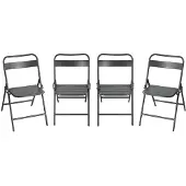 Sweeek - Set van 4 opklapbare tuinstoelen metaal - amélia