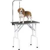 PawHut Hondentrimtafel-rubber, roestvrij staal-81L x 48,5B x 80H cm-zwart