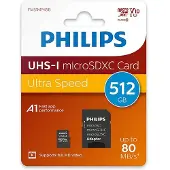 Philips MicroSDXC-kaart, 512 GB, Class 10, UHS-I U1, inclusief adapter