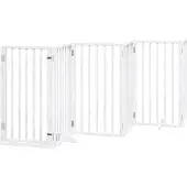 vidaXL Hondenhek met deur opvouwbaar 6 panelen wit 300 cm populierenhout
