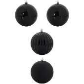 vidaXL Kerstbalset XXL 4 st Zwart Ø 20 cm Kunststof LED's