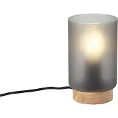 QAZQA Moderne tafellamp hout met mat grijs glas - Umbra