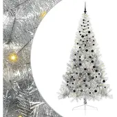 vidaXL Kunststof Voorverlichte Kerstboom met 300 LED Zilver 240 cm PET