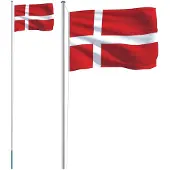 vidaXL Vlag met vlaggenmast Denemarken 6,08 m aluminium