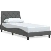 vidaXL Bedframe zonder matras, donkergrijs, 90x190 cm, stof