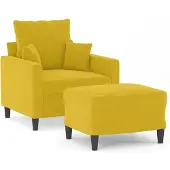 vidaXL Fauteuil met voetenbank 60 cm fluweel geel