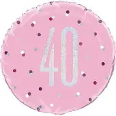 Unique Helium Ballon 40 Jaar Roze 45cm leeg