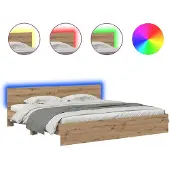 vidaXL Bedframe met hoofdeinde Artisan Eiken 200 x 200 cm Bewerkt hout