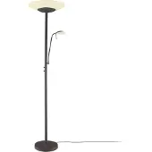 LINDBY LED-uplighter vloerlamp Ragna, dimbaar, bruin / roest, Woon-/ Eetkamer, metaal, Modern, LED vloerlamp