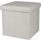 Urban Living Poef Leather BOX - hocker - opbergbox - lichtgrijs - PU/mdf - 38 x 38 cm - opvouwbaar