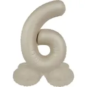 Folat - Staande folieballon Cijfer 6 Creamy Latte - 41 cm