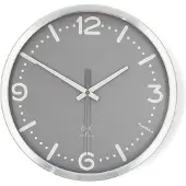 Nedis Wandklok | Diameter: 300 mm | Aluminium | Radiogestuurde tijd | Stille beweging | Grijs / Metaal