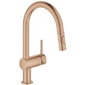 GROHE Keukenmengkraan minta c-uitloop uittrekbare dual spray warm sunset geborsteld