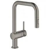GROHE Keukenmengkraan Minta U-Uitloop Uittrekbare Dual Spray Hard Graphite Geborsteld