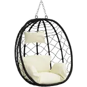 vidaXL Hangende ei-stoel Crèmewit 91,5 x 54,5 x 107 cm poly rattan