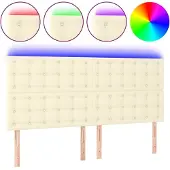 vidaXL Hoofdbord LED 200x5x118/128 cm kunstleer crèmekleurig