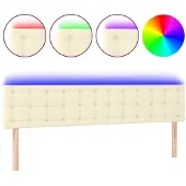 vidaXL Hoofdbord LED 200x5x78/88 cm kunstleer crèmekleurig