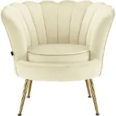 Notio Living Kelsey-Gestoffeerde Accent Stoel in Fluweel CrÃ¨me Wit