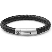 Lucleon Collins | 8 mm Zwarte Geweven Leren Armband