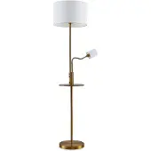 LINDBY Vloerlamp Aovan, brons / oud-messing, Woon-/ Eetkamer, metaal, Modern, vloerlamp