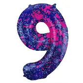 Folat - Folieballon Cijfer 9 Paint Splash - 86 cm
