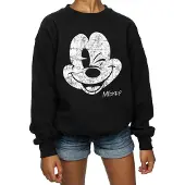 Disney Meisjes Mickey Mouse Gezicht Katoenen Sweatshirt (Zwart)