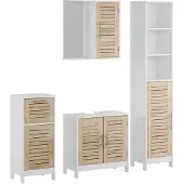 Vicco Looma Badkamermeubelset – 4 delen Wit/eiken
