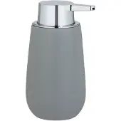 Wenko Zeepdispenser Badi grijs mat keramiek 320ml - Zeeppompje vrijstaand en navulbaar - Badkamer/toilet/keuken