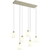 QAZQA Scandinavische hanglamp beige met wit glas 6-lichts - Wisp