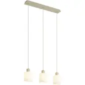 QAZQA Scandinavische hanglamp beige met wit glas 3-lichts - Wisp