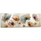 Reinders! Schilderij Aquarel bloemen - 30 x 90 - Hout -