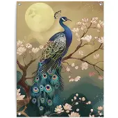 Reinders Tuinposter Pauw onder de Maan - 80 x 60 - Canvas -