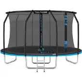 Thunder Tuin-trampoline, Ultra 427 cm (14 ft), interne veiligheidsnet, maximaal gewicht 150 kg, zwart, blauw