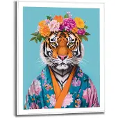Reinders Schilderij Flower Tiger - 50 x 40 - Hout -