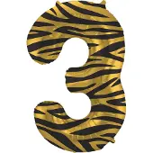 Folat - Folieballon Cijfer 3 Tiger Chic - 86 cm