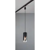 TRIO Robin hanglamp voor DUOline, zwart/rookgrijs Robin, dimbaar, zwart, Woon-/ Eetkamer, metaal, Modern, railverlichting