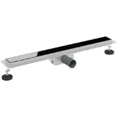 vidaXL Doucheafvoer met Glazen Deksel Zwart 70 cm Roestvrij staal 304