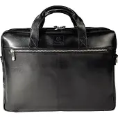 Exacompta Exactive laptoptas leer zwart tot 15,6 inch, 2 hoofdcompartimenten, voorvak, afneembare schouderriem, trolleylus