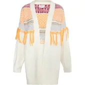 IZIA Gebreid vest 'Eyota' pastelblauw / lila / lichtoranje / wolwit