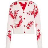 IZIA Gebreid vest bloedrood / wit