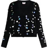 IZIA Gebreid vest blauw / groen / zwart / zilver