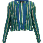 Faina Gebreid vest beige / blauw / grasgroen
