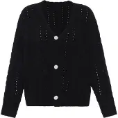 Faina Gebreid vest zwart