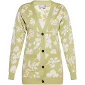 Usha Gebreid vest lichtgroen / wit