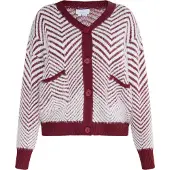 Usha WHITE LABEL Gebreid vest 'Pryam' kersrood / wit
