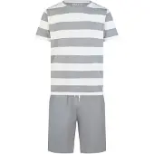 Phil&Co. Pyjama kort ' Monday ' grijs / wit
